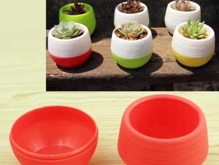 Colourful Mini Round Plastic Plant Flower Pot Garden Home Office Decoration Nursery Pots Succulent Plant Flowerpot with Water Tank, Random Color Delivery For Sale