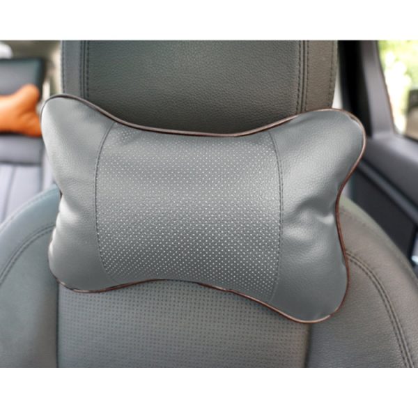 Four Seasons Breathable Leather Surface Car Neck Pillow Head Pillow(Grey) Fashion