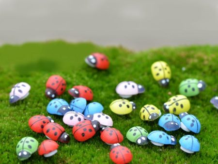 50pcs Mixed Color Wooden Cabochons Ladybug for Decoration Wood Ladybug Decoration Crafts Micro-landscape Ornaments Accessories Multi-meat Ornaments Online