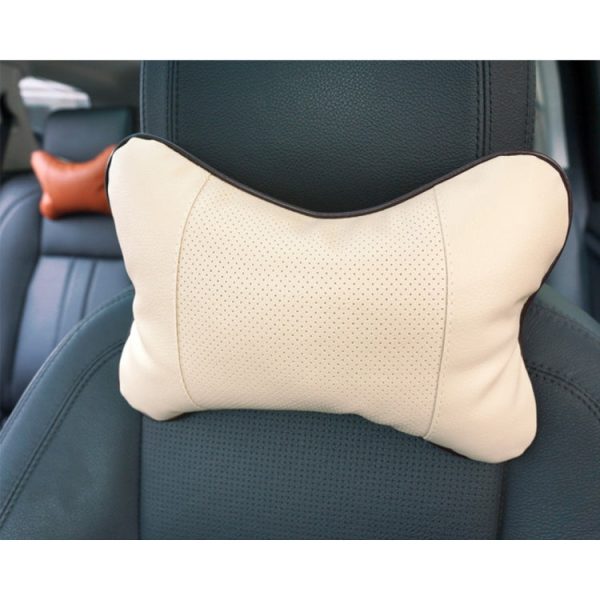 Four Seasons Breathable Leather Surface Car Neck Pillow Head Pillow(Beige) Hot on Sale