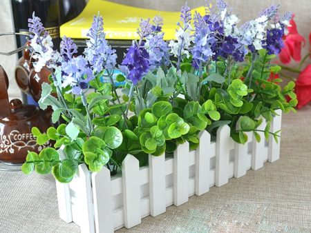 Wooden Flower Planter Fence Storage Holder Pot with Foam, Size: 40cm x 9cm x 11cm on Sale