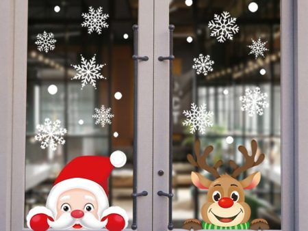 XC009 1set Christmas Window Grille Sticker Santa Claus Elk Glass Window Decoration Online Hot Sale