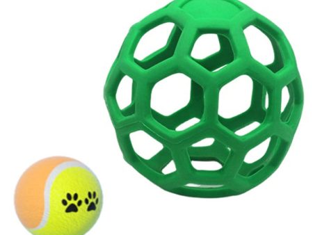 1030001 Dog Toy Hollow Ball Bite-resistant Elastic Pet Rubber Toy Balls, Spec: Tennis(Green) Online now