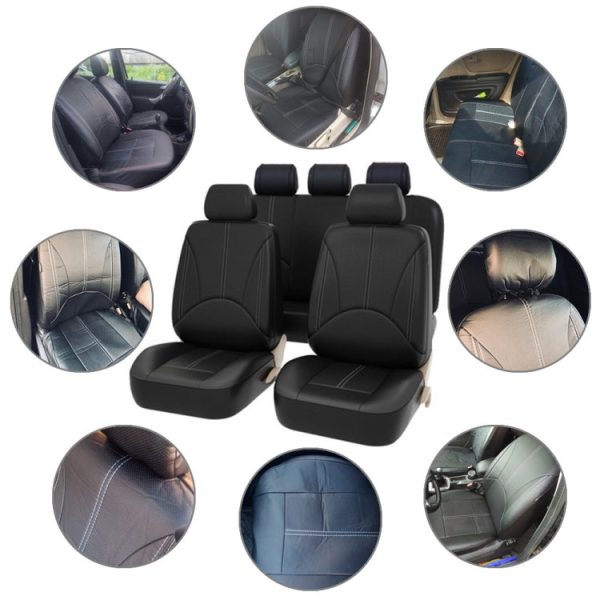 9 in 1 Universal PU Leather Four Seasons Anti-Slippery Cushion Mat Set for 5 Seat Car (Grey) For Sale