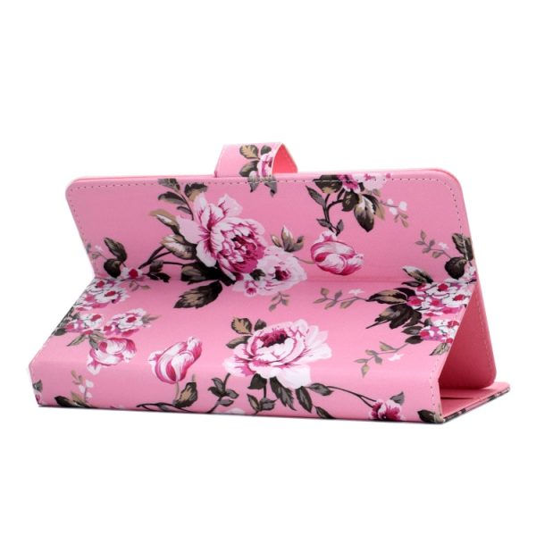 For 7 inch Universal Colored Drawing Pattern Horizontal Flip PU Leather Case with Holder & Card Slots(Pink Flowers) For Cheap