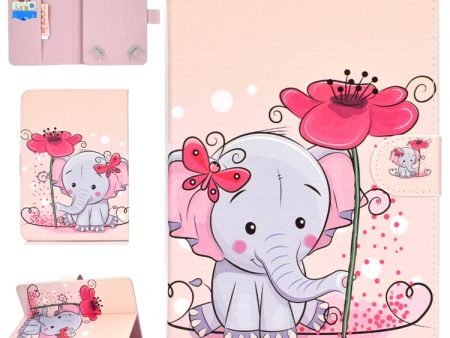 For 8 inch Universal Tablet PC Colored Drawing Pattern Horizontal Flip PU Leather Case with Holder & Card Slot(Elephant Flowers) Sale