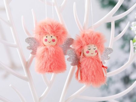 1 Pair Christmas Decorations Plush Dolls Boys And Girls Small Pendant(Orange Pink) Cheap