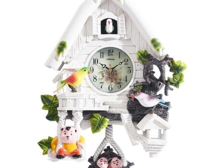 YD208 Cartoon Cuckoo Telling the Hour Decorative Wall Clock Vintage Living Room Clock(White) Supply