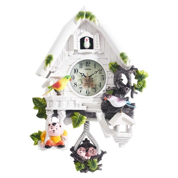 YD208 Cartoon Cuckoo Telling the Hour Decorative Wall Clock Vintage Living Room Clock(White) Supply