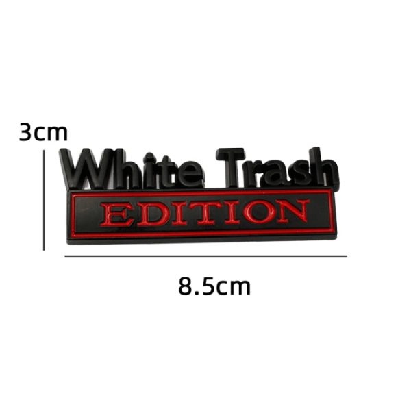 2 PCS Car Metal Modification Standard White Trash Edition Car Label Stickers(Black White) Online