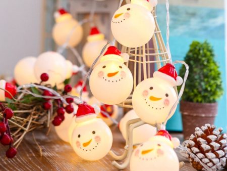 1.5m Snowman LED Holiday String Light, 10 LEDs 2 x AA Batteries Box Powered Warm Fairy Decorative Lamp for Christmas, Party, Bedroom(Warm White) For Sale