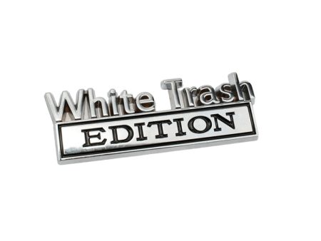 2 PCS Car Metal Modification Standard White Trash Edition Car Label Stickers(Silver Black) For Cheap