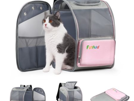 FUNADD Fold Breathable Pet Backpack Outdoor Shoulders Cat Bag (Pink) For Sale