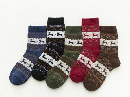 1 Pair Men and Women Warm Christmas Design Casual Knit Wool Socks Party Supplies，Random Color Delivery Online now