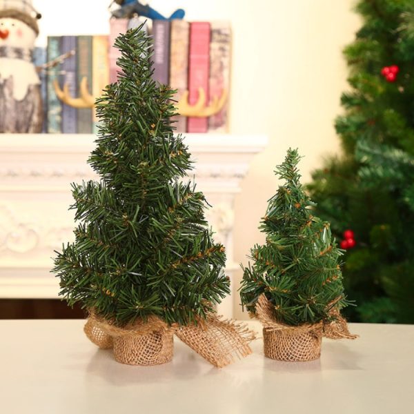 Hemp Bottom Mini Christmas Tree Shopping Mall Window Desktop Decoration, Size: A-S11 20cm Discount