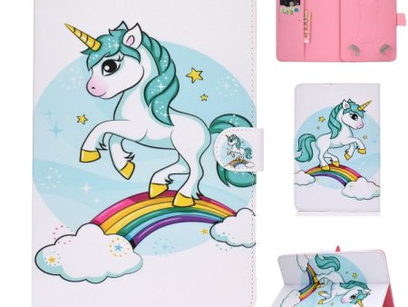 For 7 inch Universal Colored Drawing Pattern Horizontal Flip PU Leather Case with Holder & Card Slots(Unicorn) on Sale