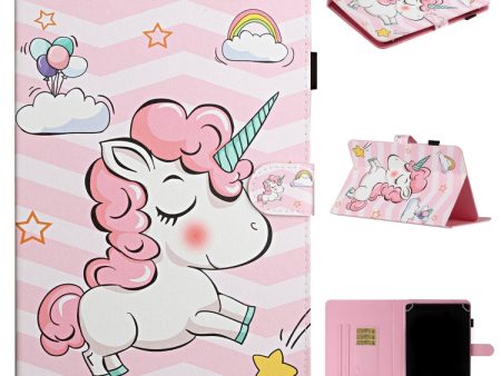 For 8 inch Universal Tablet PC Colored Drawing Pattern Horizontal Flip PU Leather Case with Holder & Card Slot(Pink Unicorn) Online Sale