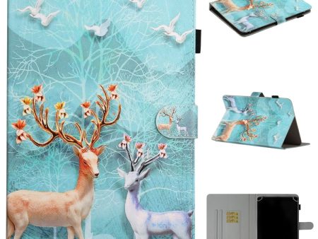 For 8 inch Universal Tablet PC Colored Drawing Pattern Horizontal Flip PU Leather Case with Holder & Card Slot(Sika Deer) on Sale