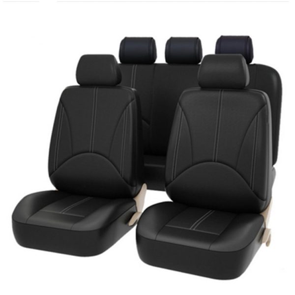 9 in 1 Universal PU Leather Four Seasons Anti-Slippery Cushion Mat Set for 5 Seat Car (Black) Online Sale