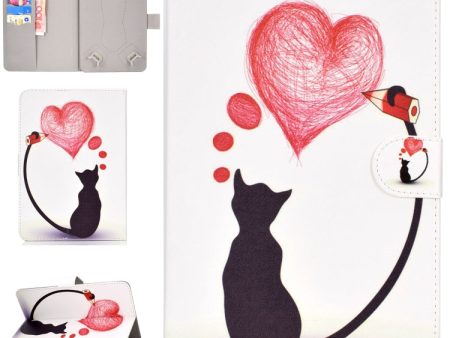 For 8 inch Universal Tablet PC Colored Drawing Pattern Horizontal Flip PU Leather Case with Holder & Card Slot(Loving Cat) Supply