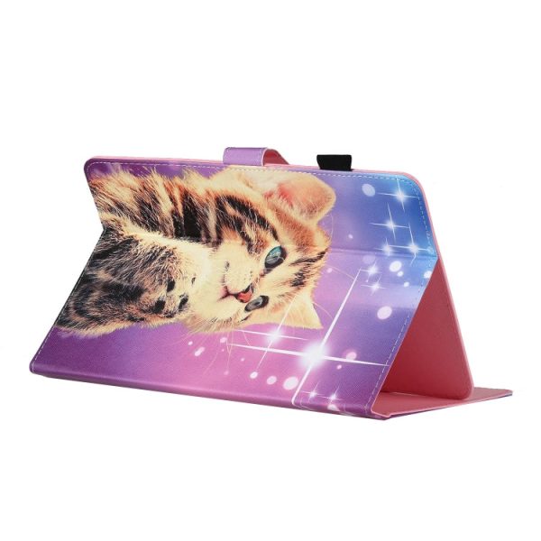 For 10 inch Universal Tablet PC Colored Drawing Pattern Horizontal Flip PU Leather Case with Holder & Card Slot(Starry Cat) For Sale