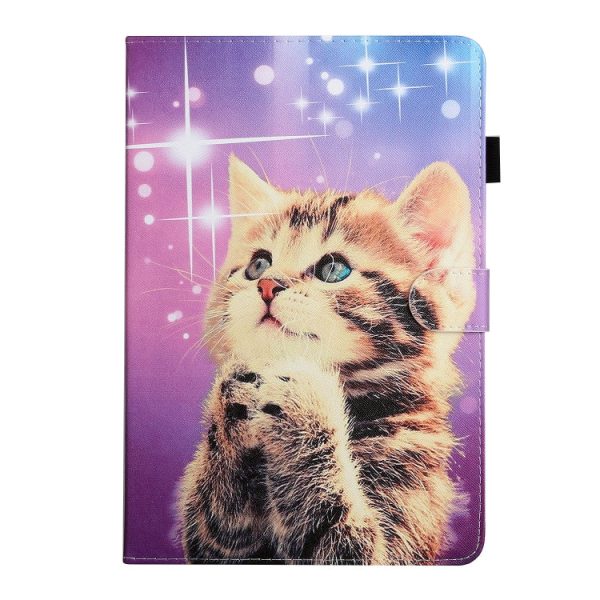 For 10 inch Universal Tablet PC Colored Drawing Pattern Horizontal Flip PU Leather Case with Holder & Card Slot(Starry Cat) For Sale