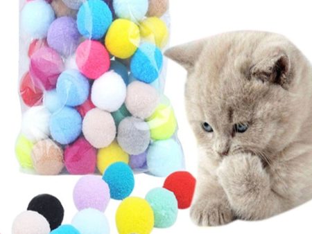 100pcs Colorful Plush Ball Pet Chew Ball Cat Interactive Toy Online now