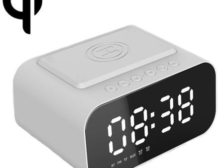 BT510 15W LED Clock Wireless Charging Bluetooth Speaker Multifunctional Smart Mirror Alarm Clock Audio(White) For Cheap