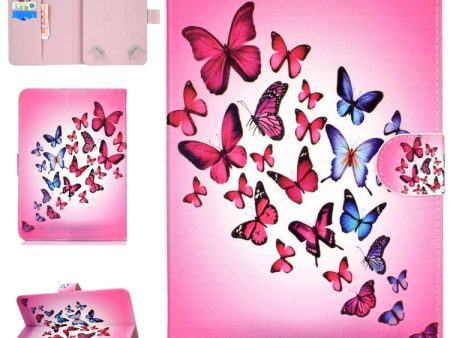 For 10 inch Universal Tablet PC Colored Drawing Pattern Horizontal Flip PU Leather Case with Holder & Card Slot(Butterfly) Online now