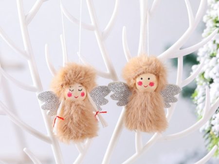 1 Pair Christmas Decorations Plush Dolls Boys And Girls Small Pendant(Brown) Sale