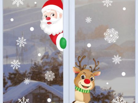 XC008 1set Christmas Window Grille Sticker Santa Claus Elk Glass Window Decoration Online