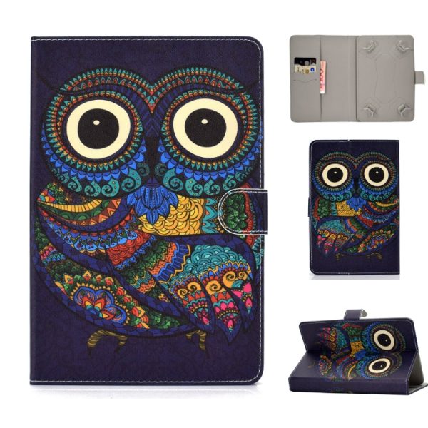 For 10 inch Universal Colored Drawing Pattern Horizontal Flip PU Leather Case with Holder & Card Slots(Owl) Online