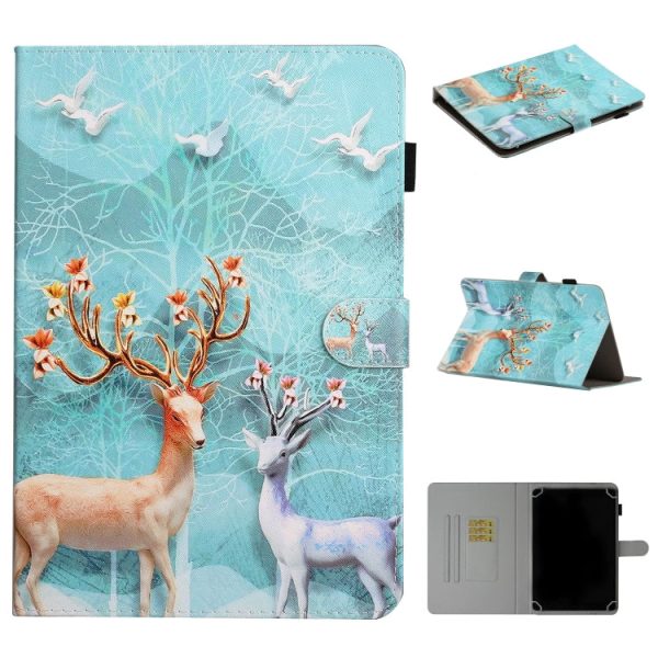 For 10 inch Universal Tablet PC Colored Drawing Pattern Horizontal Flip PU Leather Case with Holder & Card Slot(Sika Deer) Supply