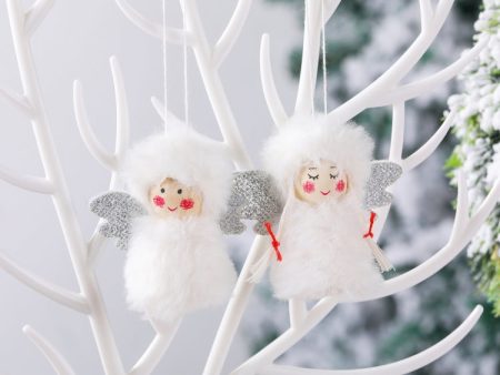 1 Pair Christmas Decorations Plush Dolls Boys And Girls Small Pendant(White) Online now